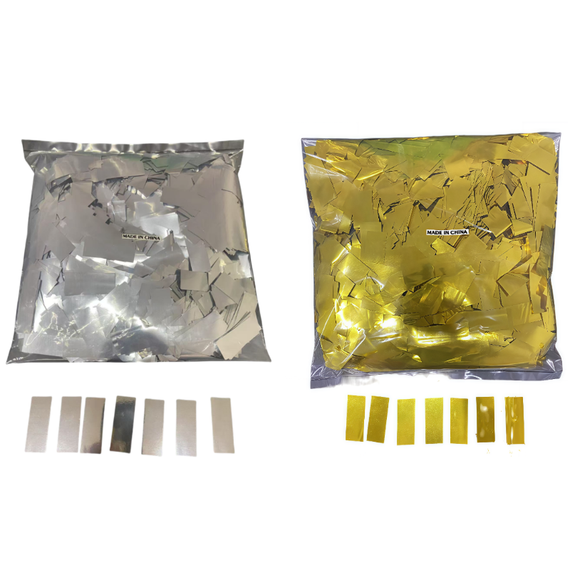 Metallic golden and silver rectangular confetti