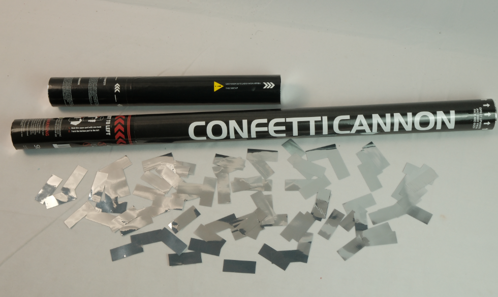 30cm 80cm - metallic silver confetti (Flameproof material)